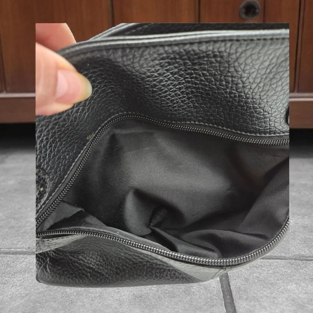 Vintage Covington Black Leather Shoulder Bag Scallop Front Pocket - Picture 10 of 15